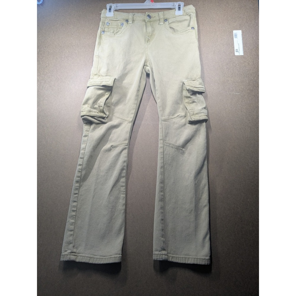 True Religion Ricky Relaxed Straight Cargo Pants Khaki Tan Kids Size 14